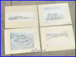 4 lot Collectible Frank Lloyd Wright VTG Lithographs Plates 95-98 52x38