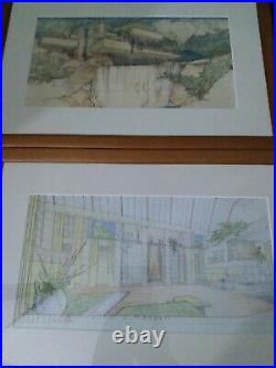 5 Frank Lloyd Wright prints of home designs waterfall house great for office