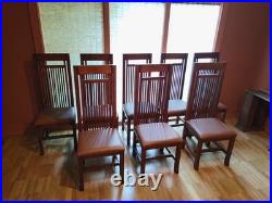 8 Large Frank Lloyd Wright Style Dining Chairs Solid Oak Prairie Craftsman