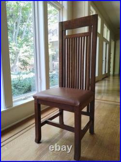 8 Large Frank Lloyd Wright Style Dining Chairs Solid Oak Prairie Craftsman