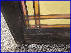 American Prairie School Frank Lloyd Wright Style Antique Stained Glass Window