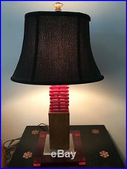 ART DECO TABLE LAMP 1940s PAUL FRANKL FRANK LLOYD WRIGHT MODERN LUCITE VINTAGE