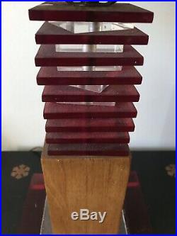 ART DECO TABLE LAMP 1940s PAUL FRANKL FRANK LLOYD WRIGHT MODERN LUCITE VINTAGE