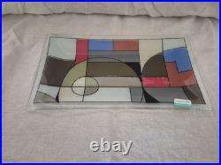 Abstract Geometric Frank Lloyd Wright Style Peggy Karr Studio Art Glass Tray