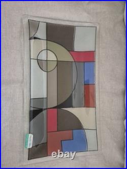 Abstract Geometric Frank Lloyd Wright Style Peggy Karr Studio Art Glass Tray
