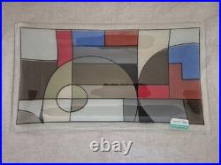 Abstract Geometric Frank Lloyd Wright Style Peggy Karr Studio Art Glass Tray