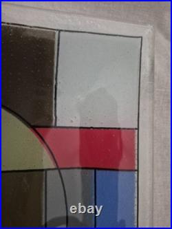 Abstract Geometric Frank Lloyd Wright Style Peggy Karr Studio Art Glass Tray