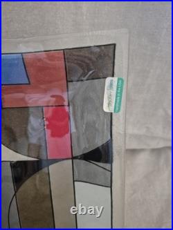 Abstract Geometric Frank Lloyd Wright Style Peggy Karr Studio Art Glass Tray