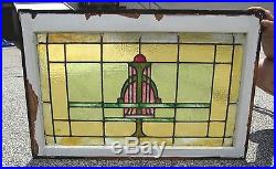 After Frank Lloyd Wright Design Antique Arts & Crafts Stained Glass Window # 293