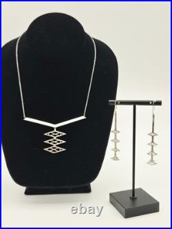 Andrea Panico FLLW Frank Lloyd Wright Sterling Silver Necklace & Earrings Set Andrea Panico FLLW Frank Lloyd Wright Sterling Silver Necklace & Earrings Set