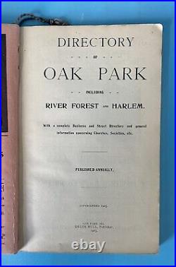 Antique 1903 Oak Park, IL Directory Frank Lloyd Wright, RW Sears, Hemingway