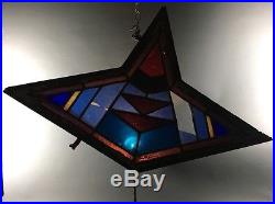 Antique Arts & Crafts Prairie Stained Glass Window Frank Lloyd Wright Style