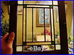 Antique Arts Crafts Stained Glass Cabinet Door Window Frank Lloyd Wright Era