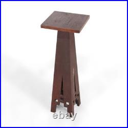 Antique Frank Lloyd Wright School Arts & Crafts Oak Cut Out Plant Stand C1910