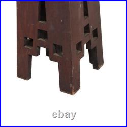 Antique Frank Lloyd Wright School Arts & Crafts Oak Cut Out Plant Stand C1910