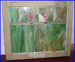 Antique Frank Lloyd Wright style vintage leaded stained glass window