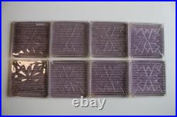 Antique LOT (8) Frank Lloyd Wright LUXFER PRISM GLASS TILES, rare 4X4 SNOWFLAKE