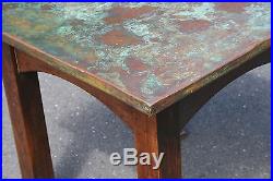 Antique Mission Oak Copper Top Table Arts & Crafts Stickley Frank Lloyd Wright