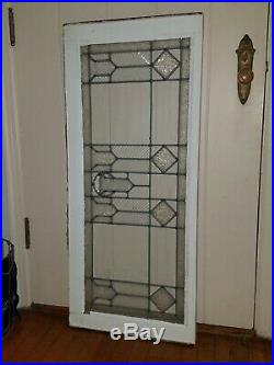 Antique Original Leaded Glass Window, 4 Styles Of Glass, Frank Lloyd Wright 1930