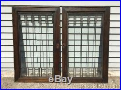 Antique Prairie Style Leaded Glass Oak Cabinet Doors Windows Frank Lloyd Wright