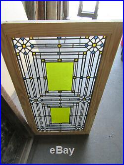 Antique Stained Glass Window Frank Lloyd Wright Style 44 X 22 Salvage