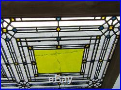Antique Stained Glass Window Frank Lloyd Wright Style 44 X 22 Salvage