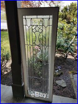 Antique Vertical Leaded Glass Window, 4 Styles Of Glass, Frank Lloyd Wright 1930