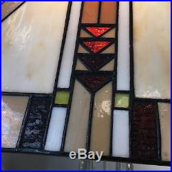 Antique Vintage Retro Stained Glass Crystal Brutalist Frank Lloyd Wright Era