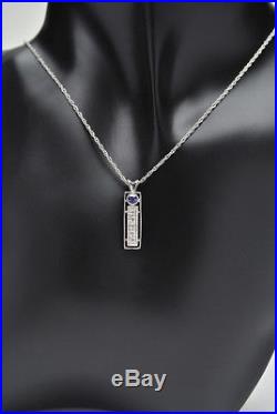Art Deco Frank Lloyd Wright Era Platinum Sapphire Old Mine Cut Diamond Pendant