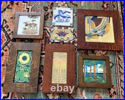 Arts And Crafts Framed Tiles Motawi Handpainted Handmade Frank Lloyd Wright Lot