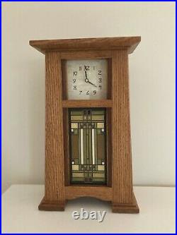 Arts & Crafts Clock, Rift Oak, Motawi, Frank Lloyd Wright, Mantel Clock
