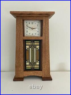 Arts & Crafts Clock, Rift Oak, Motawi, Frank Lloyd Wright, Mantel Clock