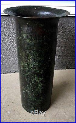 Arts and Crafts Green Cobre hammered copper vase Frank Lloyd Wright J. C. L. R
