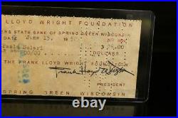 Authentic Frank Lloyd Wright Singed Check To Paolo Soleri June 13, 1952