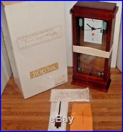 BEAUTIFUL BULOVA FRANK LLOYD WRIGHT WILLITS MANTEL CLOCK B1839 With BOX NEW
