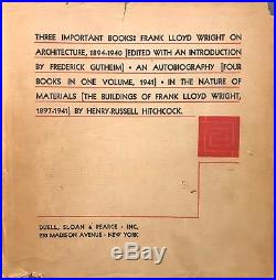 BOOK SIGNED BY FRANK LLOYD WRIGHT In The Nature of Materials The Buildings of