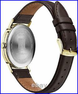 BRAND NEW Bulova Men's Frank Lloyd Wright Gold Case Brown Leather Watch 97A141