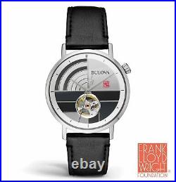 BRAND NEW Bulova Mens Frank Lloyd Wright Multi-color Dial Leather Watch 96A248