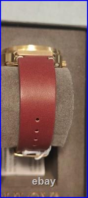 BULOVA 40mm MEN'S PERFORATED PANELS FRANK LLOYD WRIGHT BURGUNDY LEATHER 97A192