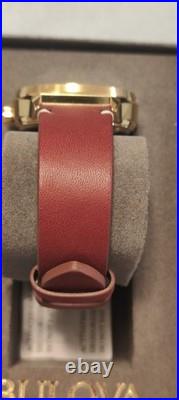 BULOVA 40mm MEN'S PERFORATED PANELS FRANK LLOYD WRIGHT BURGUNDY LEATHER 97A192