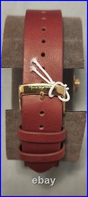 BULOVA 40mm MEN'S PERFORATED PANELS FRANK LLOYD WRIGHT BURGUNDY LEATHER 97A192
