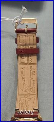 BULOVA 40mm MEN'S PERFORATED PANELS FRANK LLOYD WRIGHT BURGUNDY LEATHER 97A192