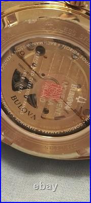 BULOVA 40mm MEN'S PERFORATED PANELS FRANK LLOYD WRIGHT BURGUNDY LEATHER 97A192