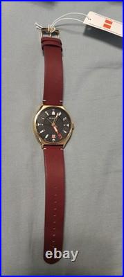 BULOVA 40mm MEN'S PERFORATED PANELS FRANK LLOYD WRIGHT BURGUNDY LEATHER 97A192