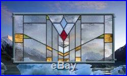 Beveled Stained Glass Window Panel Clear Mission Prairie Frank Lloyd Wright