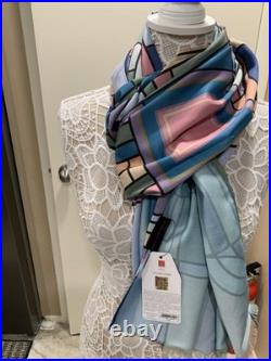 Blue Frank Lloyd Wright Scarf Long Large Size 75x29in Silk Mix