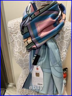 Blue Frank Lloyd Wright Scarf Long Large Size 75x29in Silk Mix