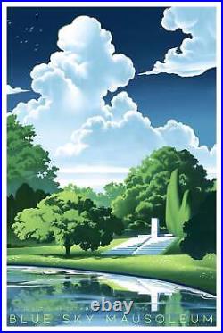 Blue Sky Mausoleum Frank Lloyd Wright by Nico Delort Ltd x/150 Screen Print MINT