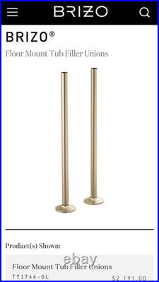 Brizo FRANK LLOYD WRIGHT T71766-GL Luxe Gold Floor Mount Tub Filler Unions