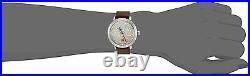 Bulova 96L211 Frank Lloyd Wright Silver Tone Beige Dial Brown Leather Mens Watch